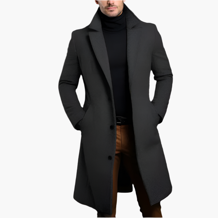 Men's Long Wool Coat – Waterproof Autumn Overcoat for Smart & Casual Wear