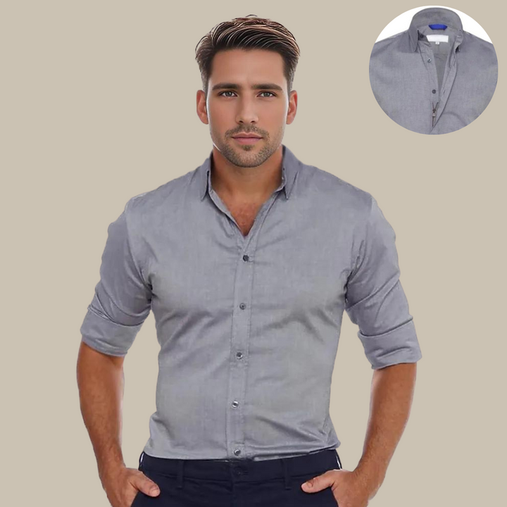 Men's Casual Shirts - Business Casual Wrinkle-Free Shirt with Zipper