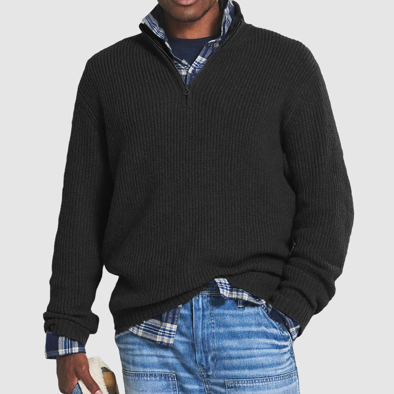 Men's Half-Zip Knitted Jumper – Smart Casual Autumn Sweater for Work & Everyday Wear