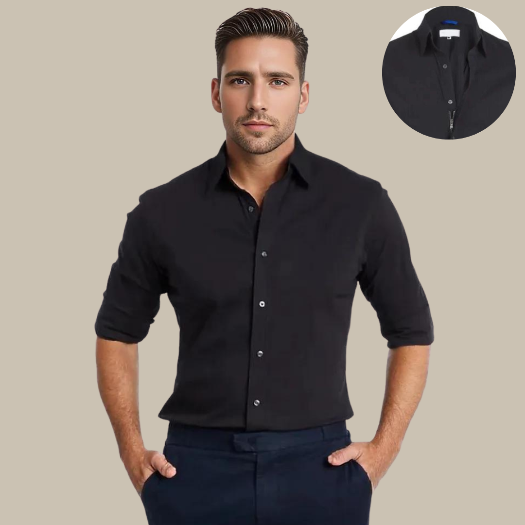 Men's Casual Shirts - Business Casual Wrinkle-Free Shirt with Zipper