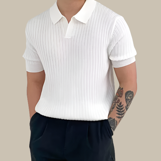 Milan Ribbed Polo | Stylish cotton polo for men