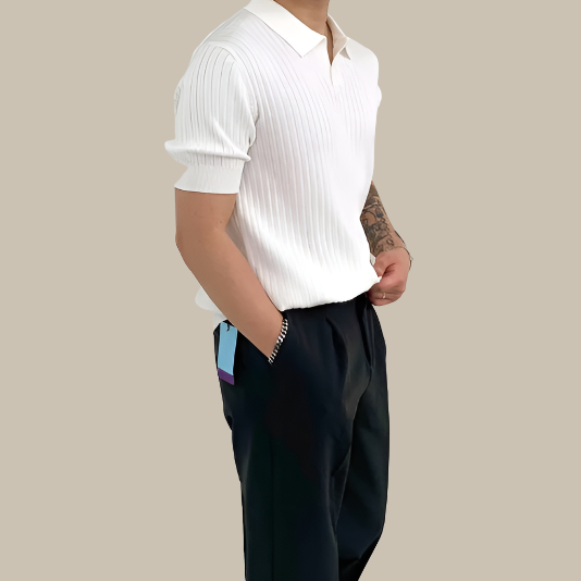 Milan Ribbed Polo | Stylish cotton polo for men