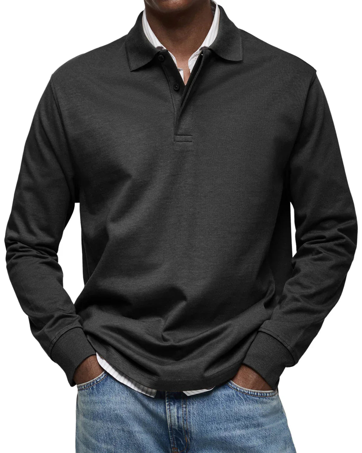 Men's Classic Long Sleeve Cotton Polo Shirt – Smart Casual Everyday Essential