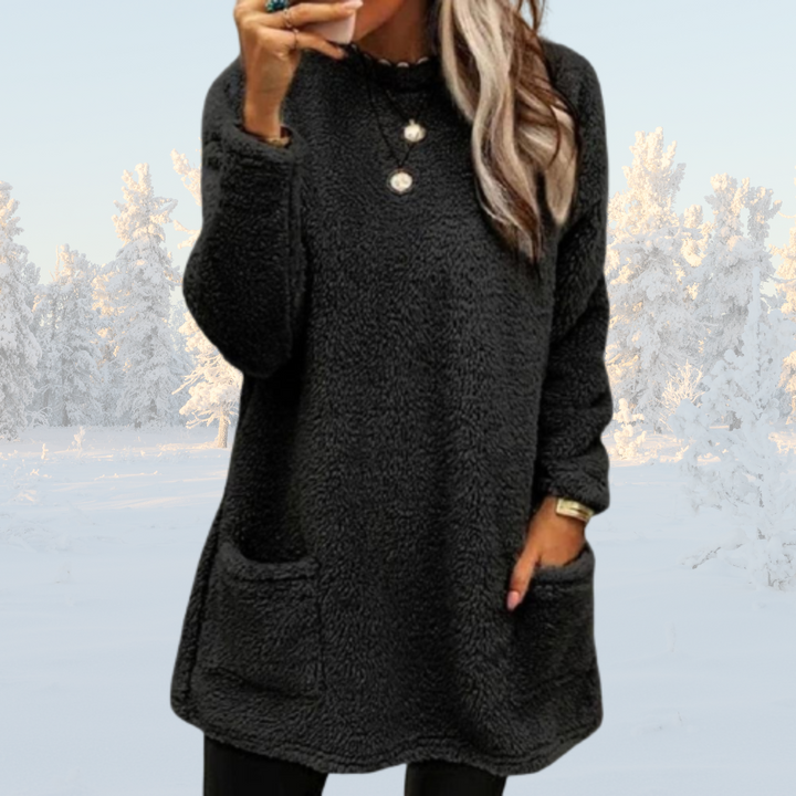 Women's Long Fleece Pullover - Cozy Winter Warm Hug for Ladies