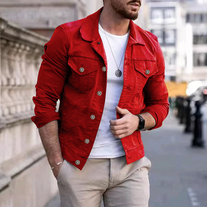 Men's Classic Colored Mid-Season Denim Jacket