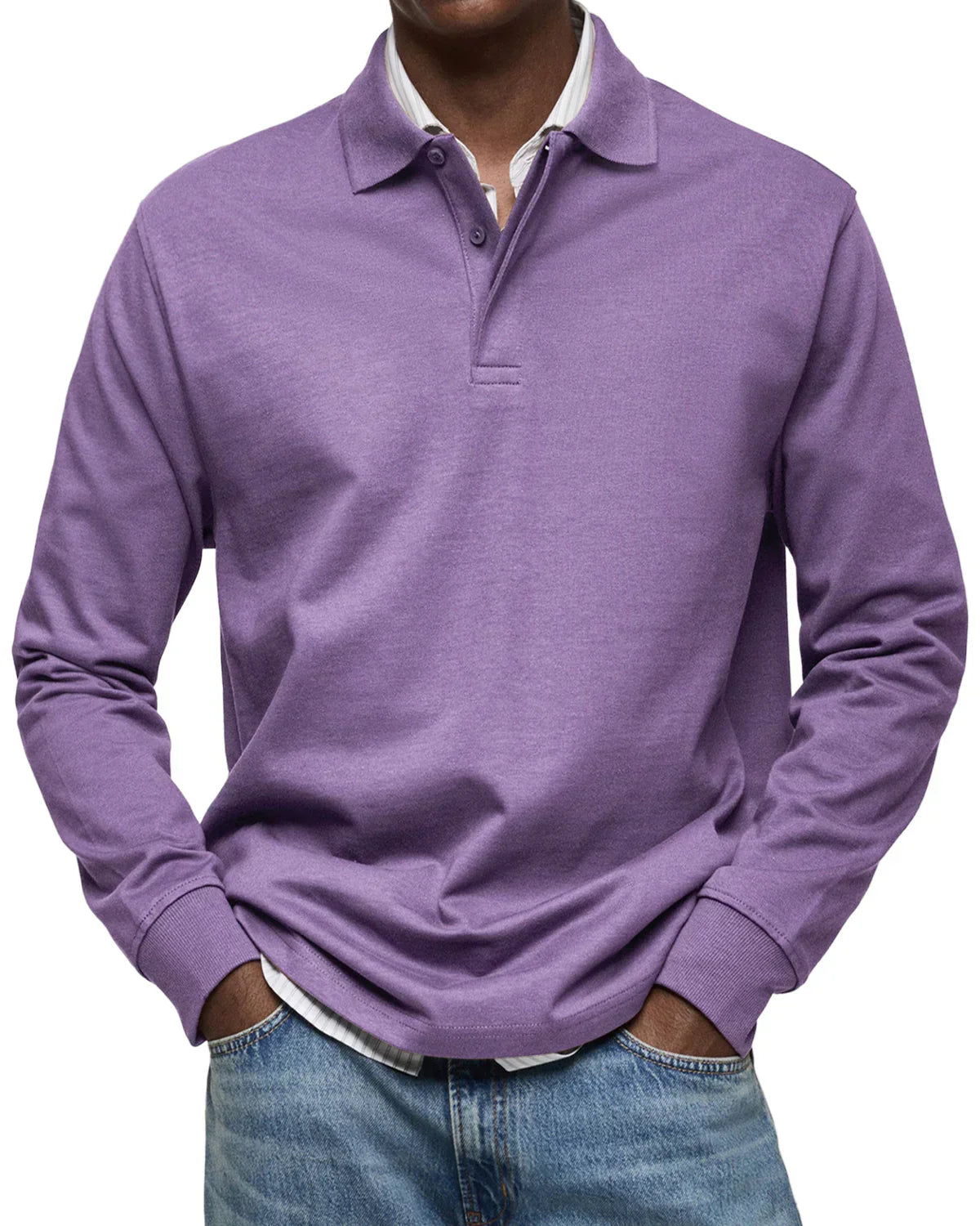 Men's Classic Long Sleeve Cotton Polo Shirt – Smart Casual Everyday Essential