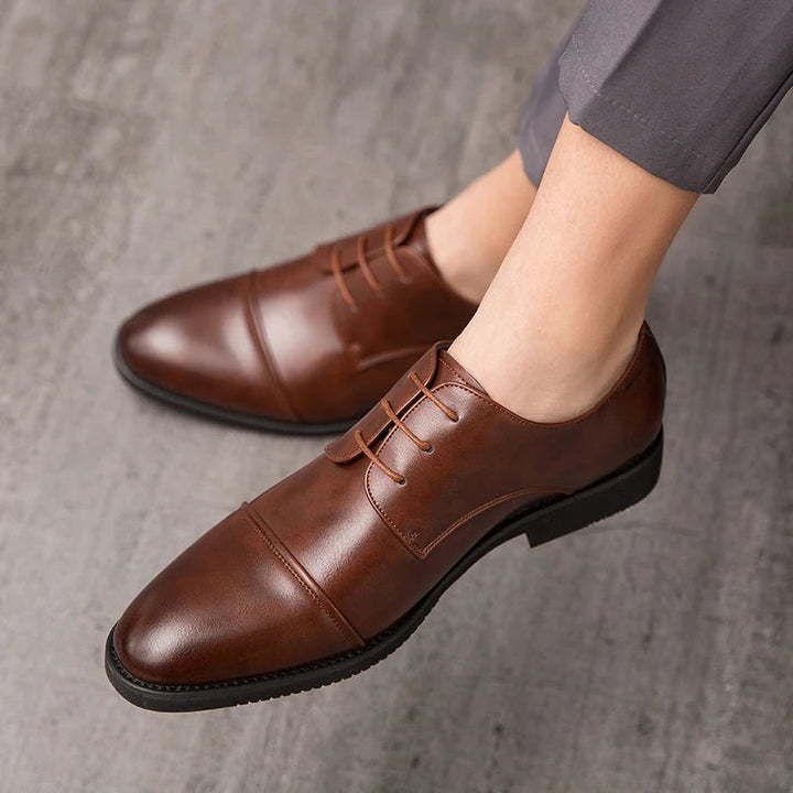 Men's Dress Shoes - Classic Italian Oxford Shoes With Heel
