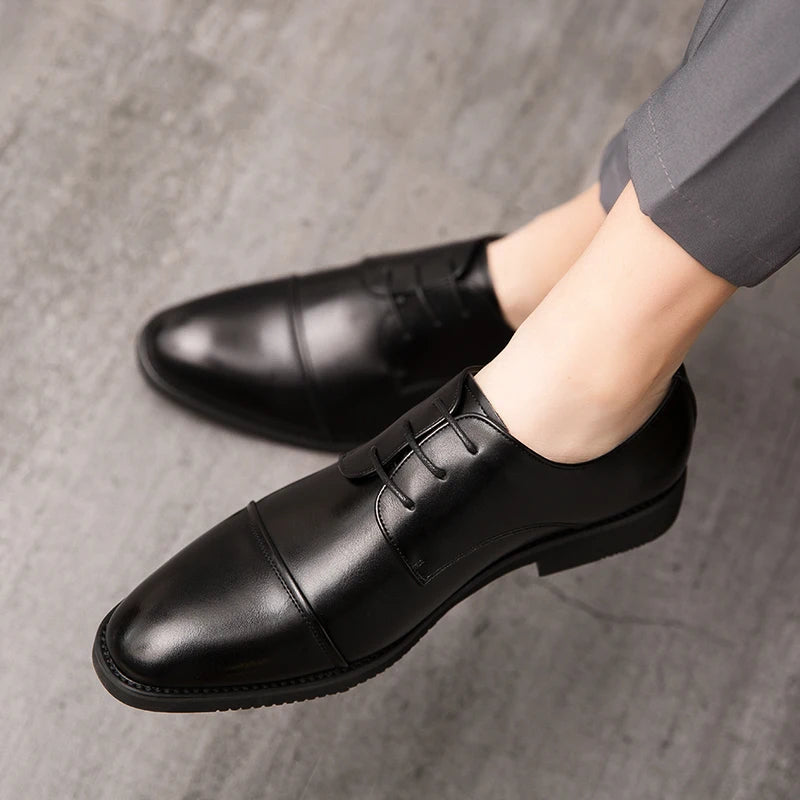 Men's Dress Shoes - Classic Italian Oxford Shoes With Heel