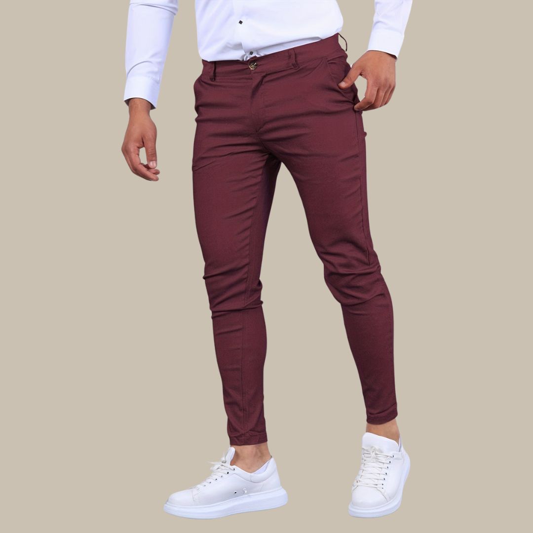 Men's Slim Fit Stretch Chino Trousers with Premium Cotton Blend For Summer