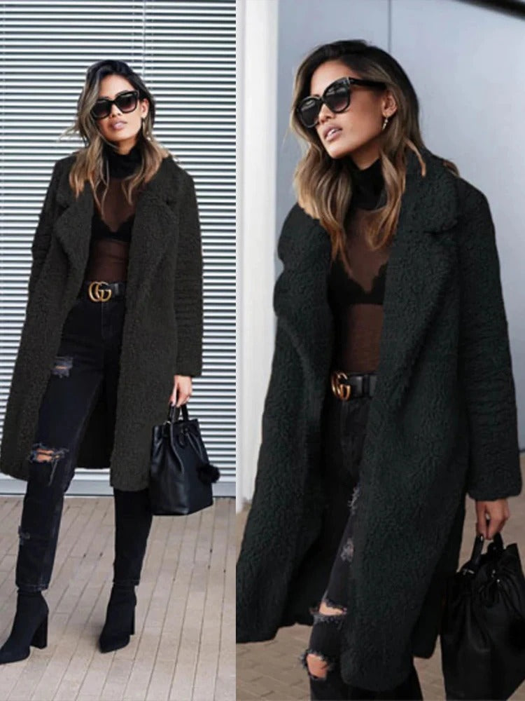 Luxury Teddy Fleece Coat for Women - Cozy & Warm Long Winter Jacket