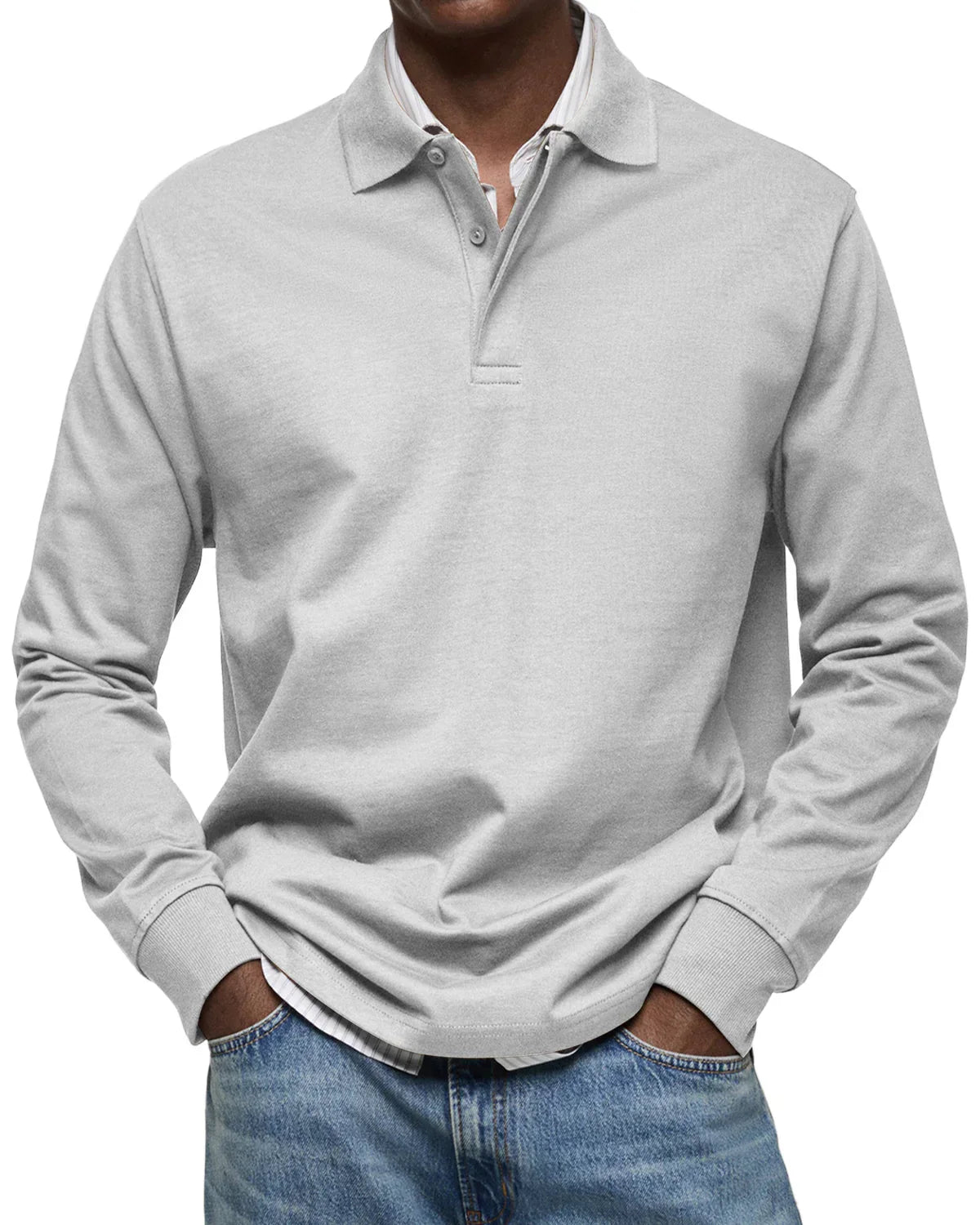 Men's Classic Long Sleeve Cotton Polo Shirt – Smart Casual Everyday Essential