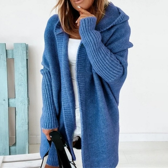 Elegant Women's Long Knit Cardigan Vest with Hood - Perfect for Fall & Winter Fashion