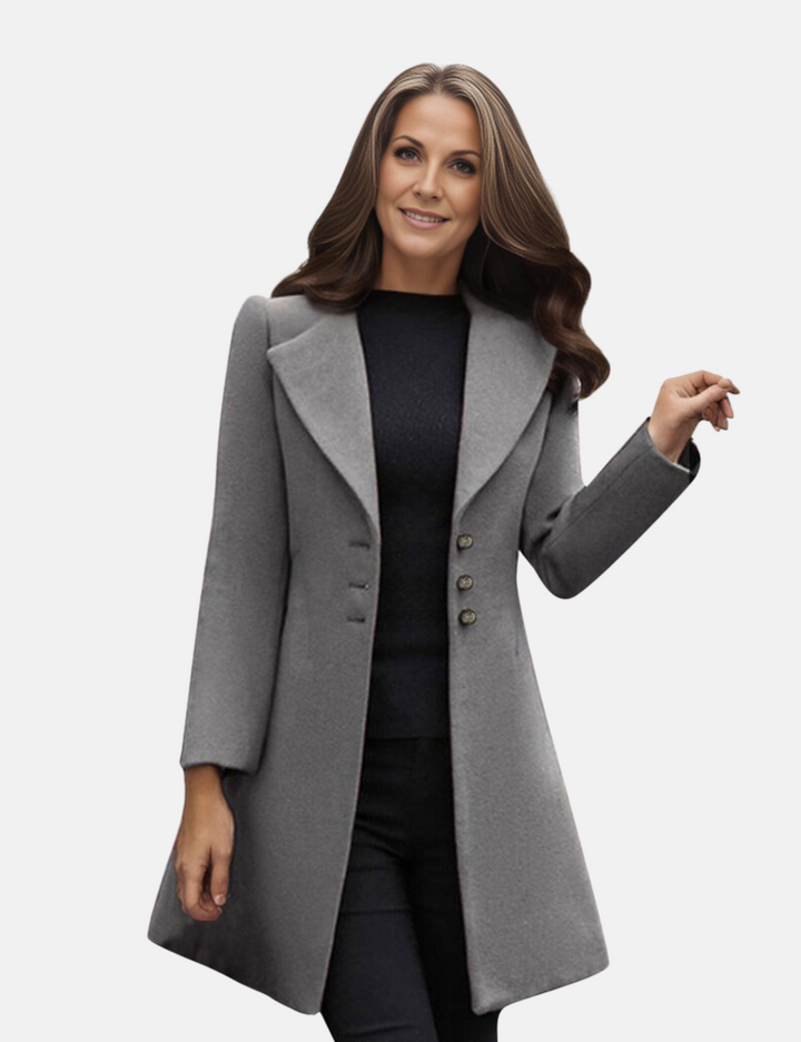 Elegant Women's Long Winter Coat with Buttons - Timeless Chic Outerwear