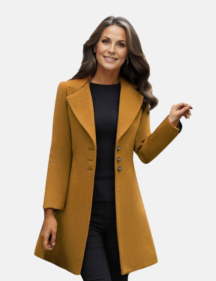 Elegant Women's Long Winter Coat with Buttons - Timeless Chic Outerwear