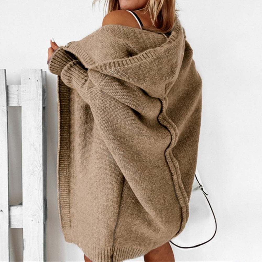 Elegant Women's Long Knit Cardigan Vest with Hood - Perfect for Fall & Winter Fashion