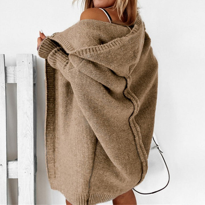 Elegant Women's Long Knit Cardigan Vest with Hood - Perfect for Fall & Winter Fashion