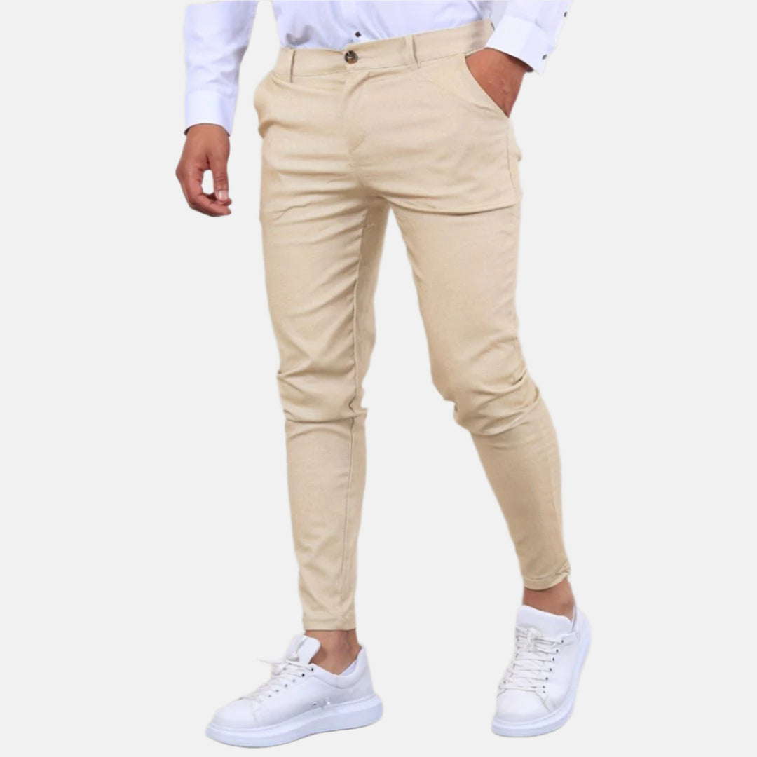 Men's Slim Fit Stretch Chino Trousers with Premium Cotton Blend For Summer