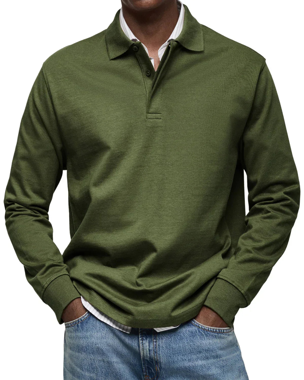 Men's Classic Long Sleeve Cotton Polo Shirt – Smart Casual Everyday Essential