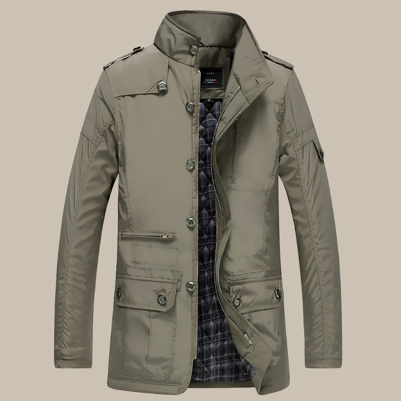 Men's Lightweight Jacket - Stylish Waterproof Business Jacket with High Collar