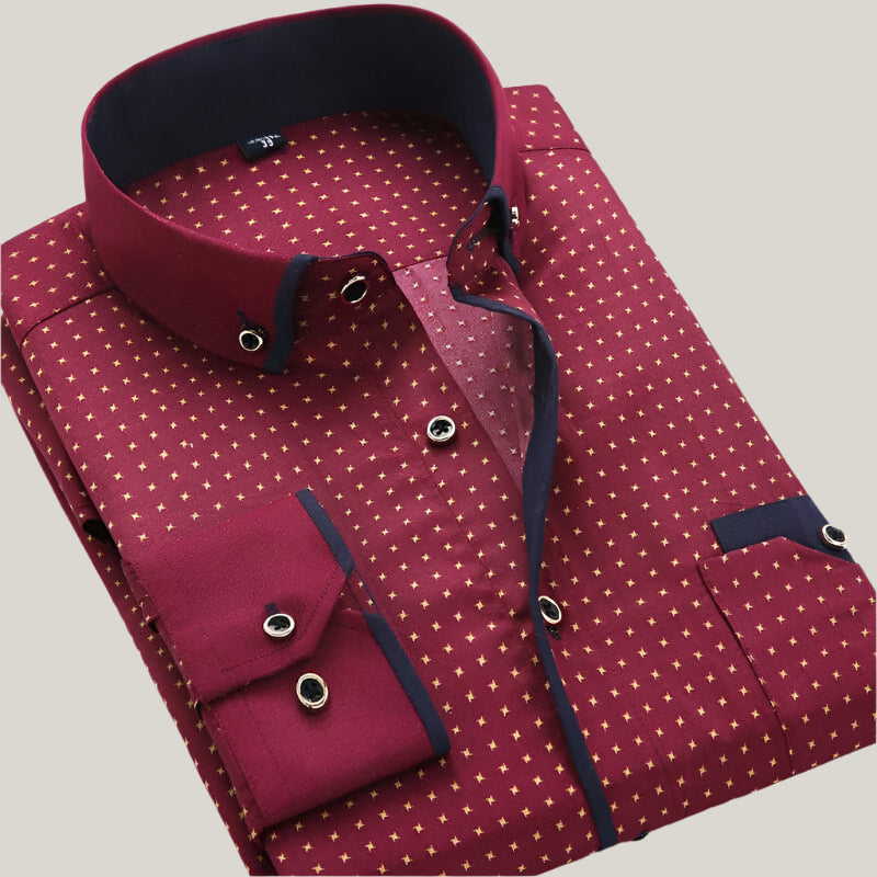 Antonio Shirt | Elegant Men's Patterned Shirt with Contrast Details for Business and Leisure