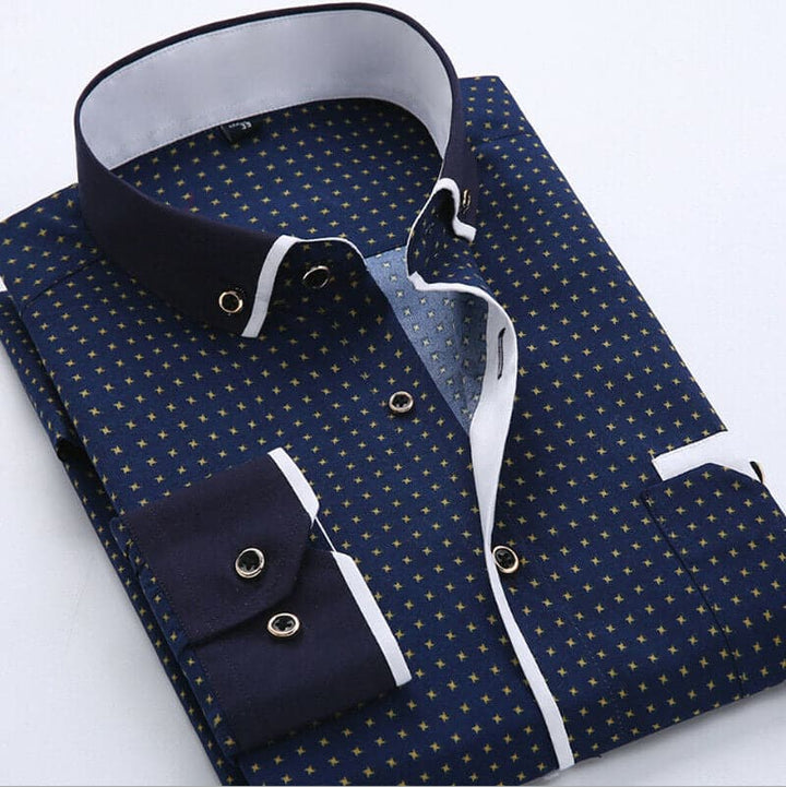 Antonio Shirt | Elegant Men's Patterned Shirt with Contrast Details for Business and Leisure