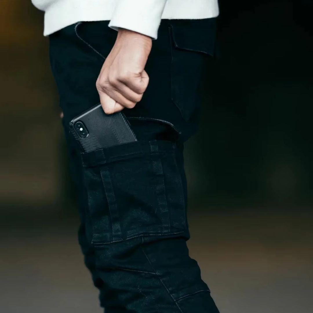 Men's Premium Casual Slim Fit Stretch Cargo Jeans with Multiple Pockets
