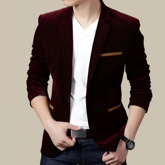 Men's Blazer Jacket - Casual Italian Velvet Stylish Slim Fit Jacket