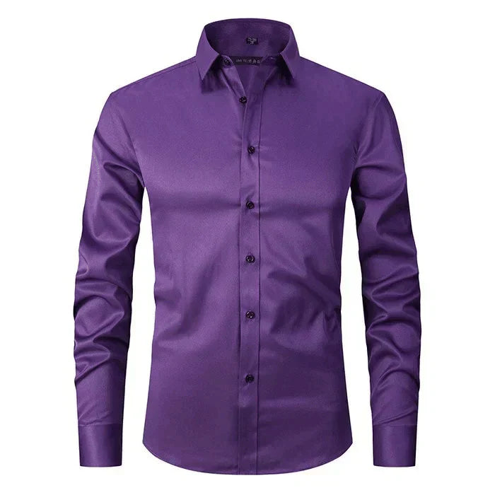 Men's Business Casual Stretch Long Sleeve Shirt