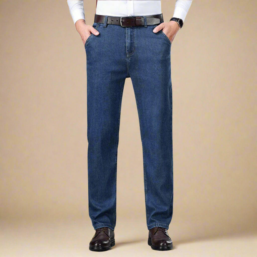 Men's Business Casual Jeans with Comfortable Regular Fit
