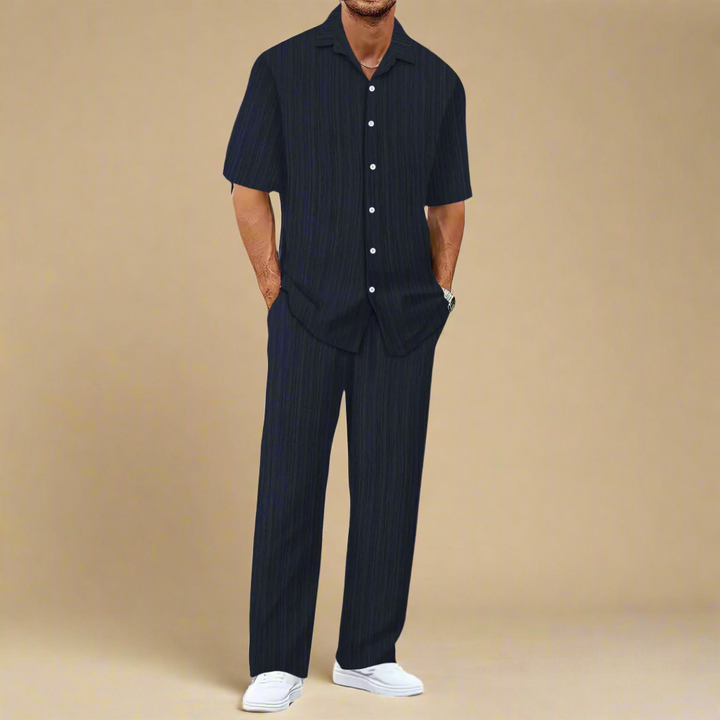 Men's Casual Two-Piece Summer Set With Shirt and Trousers