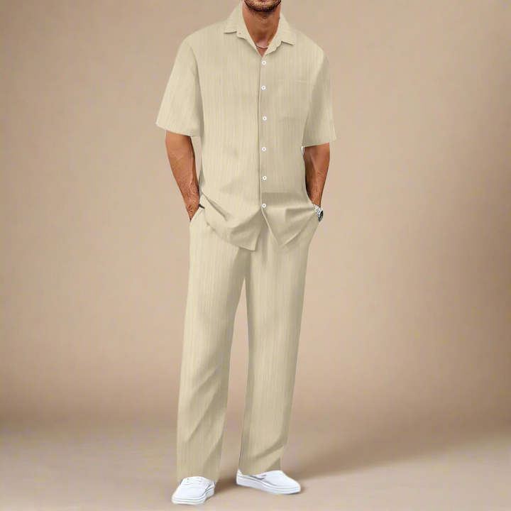 Men's Casual Two-Piece Summer Set With Shirt and Trousers