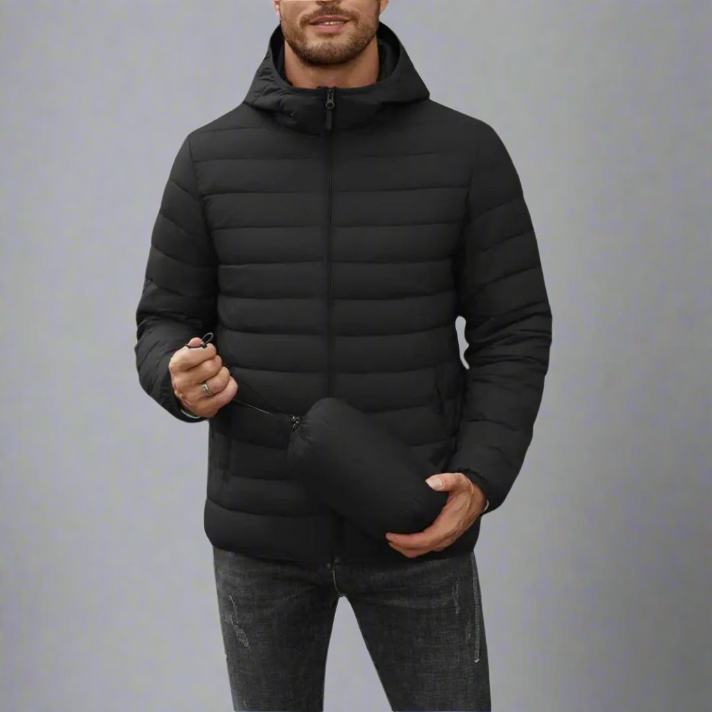 Black Classic Hooded Quilted Down Jacket