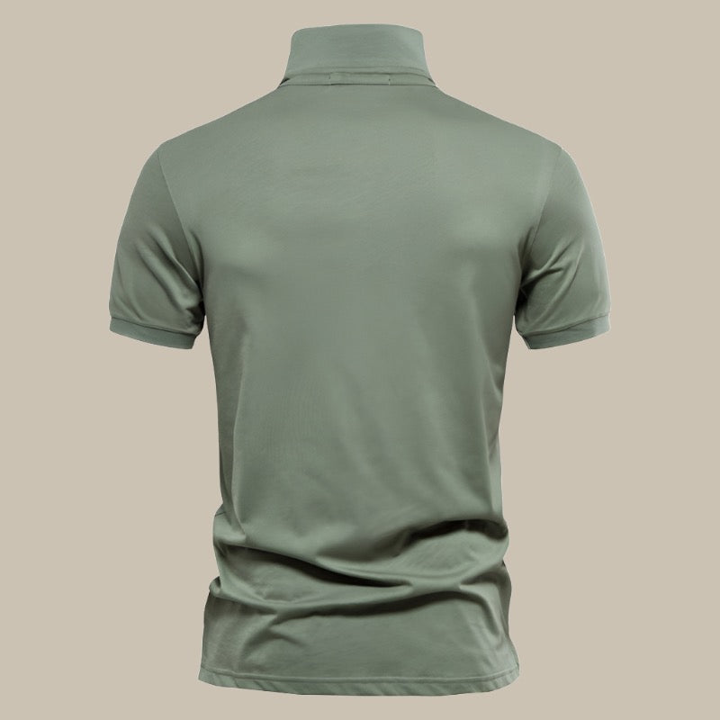 Men's Classic Short Sleeve Polo Shirt with Breathable Cotton Fabric