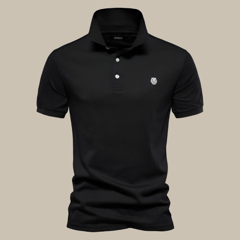 Men's Classic Short Sleeve Polo Shirt with Breathable Cotton Fabric