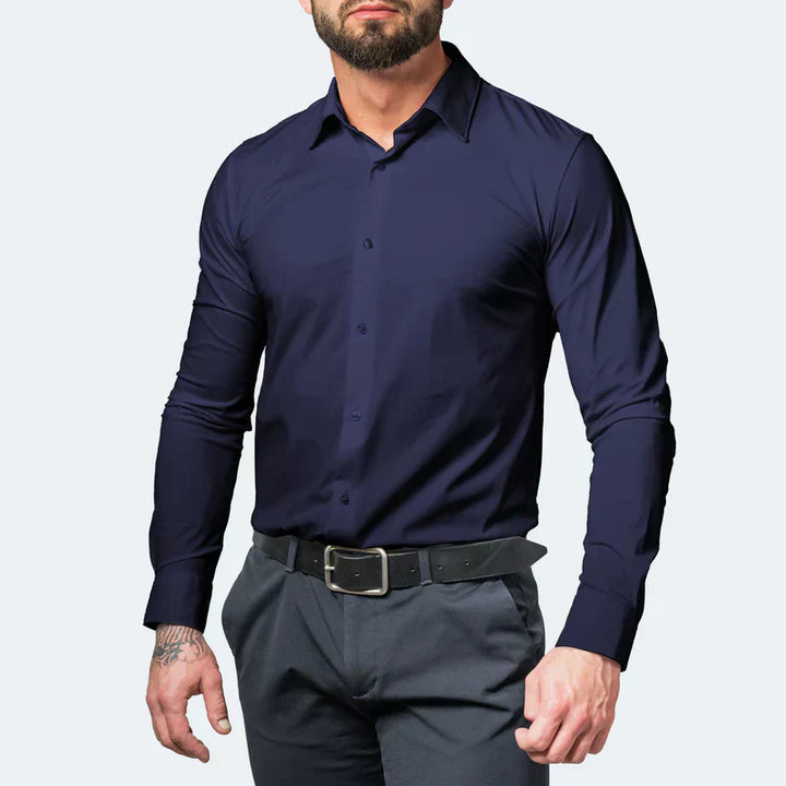 Men's Business Casual Slim Fit Non-Iron Shirt – Wrinkle-Free, Super Stretch & Easy Care