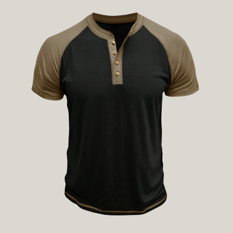 Fabio Henley Shirt | Casual T-Shirt with Button Placket for Men