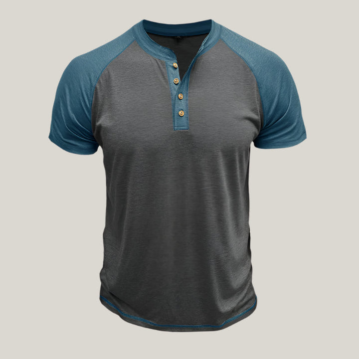 Fabio Henley Shirt | Casual T-Shirt with Button Placket for Men