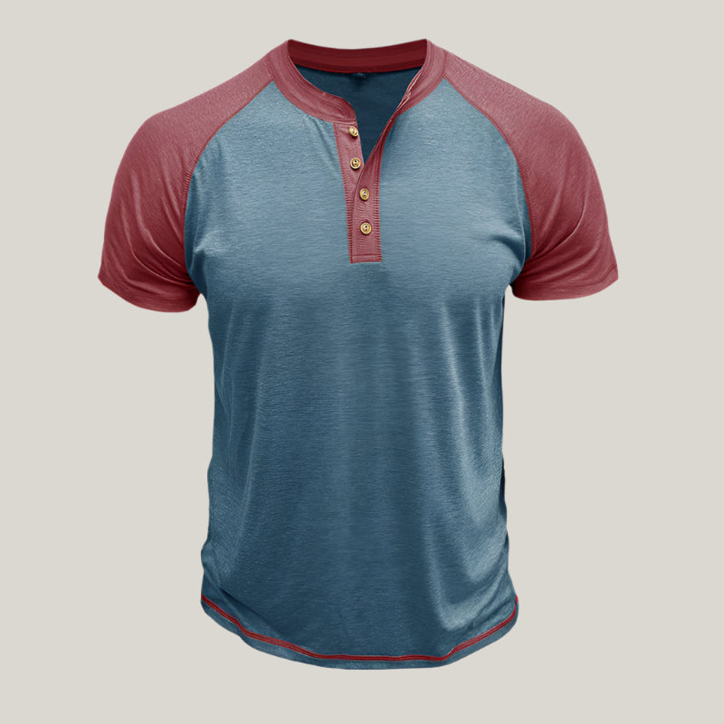 Fabio Henley Shirt | Casual T-Shirt with Button Placket for Men