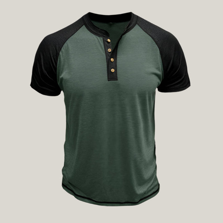 Fabio Henley Shirt | Casual T-Shirt with Button Placket for Men
