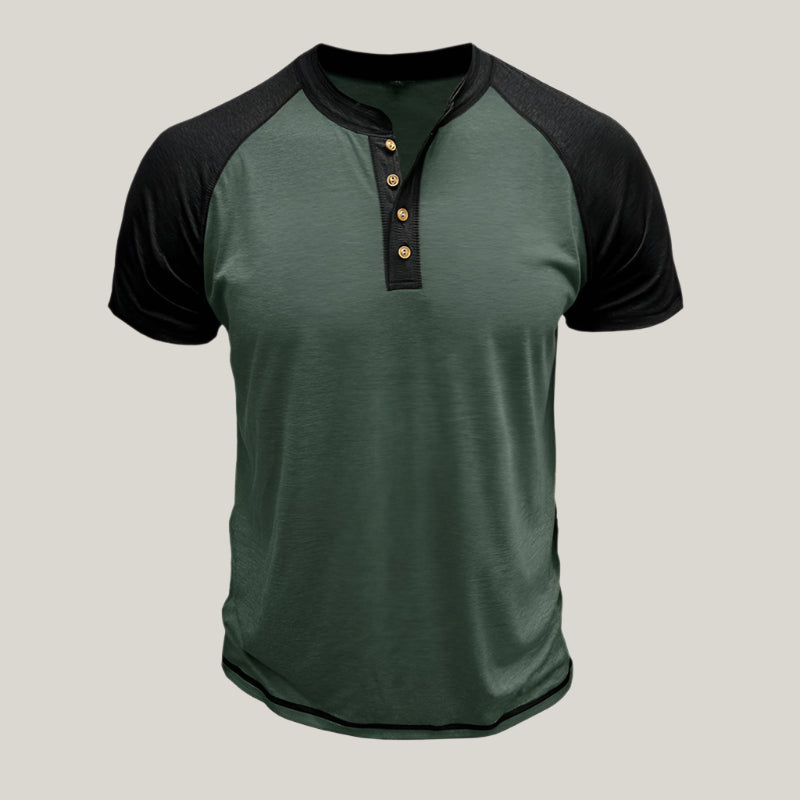 Fabio Henley Shirt | Casual T-Shirt with Button Placket for Men