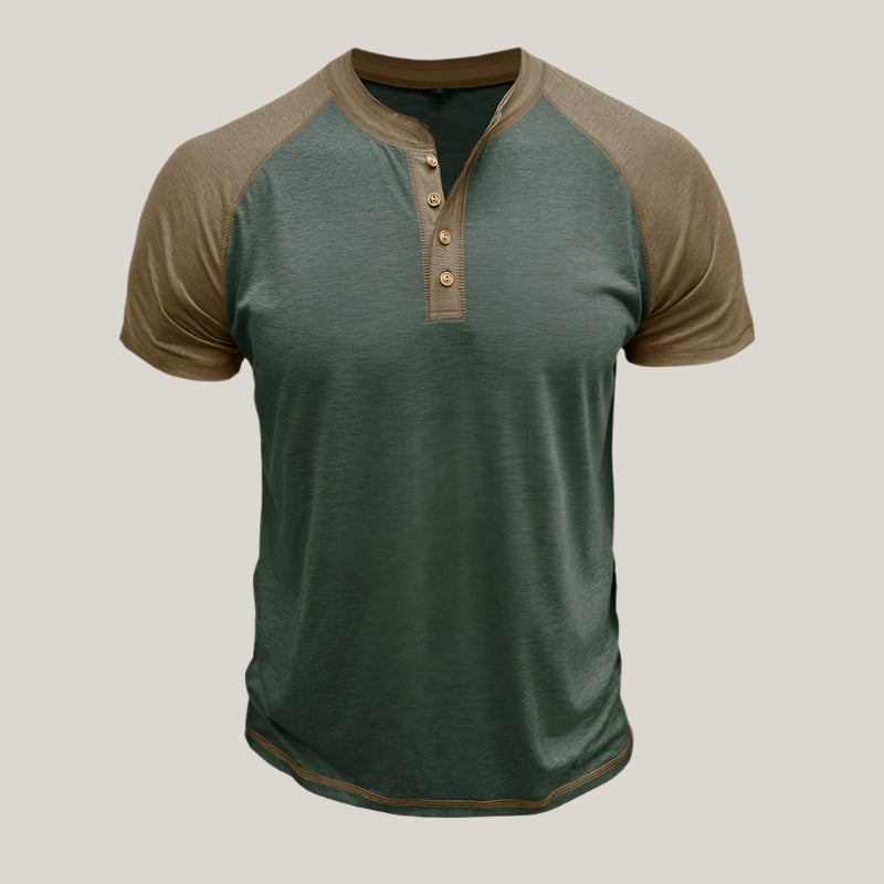 Fabio Henley Shirt | Casual T-Shirt with Button Placket for Men