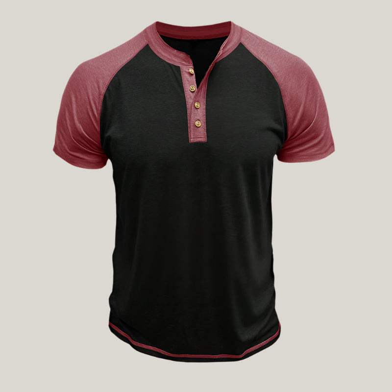 Fabio Henley Shirt | Casual T-Shirt with Button Placket for Men