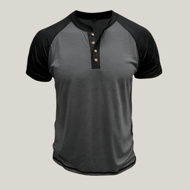Fabio Henley Shirt | Casual T-Shirt with Button Placket for Men