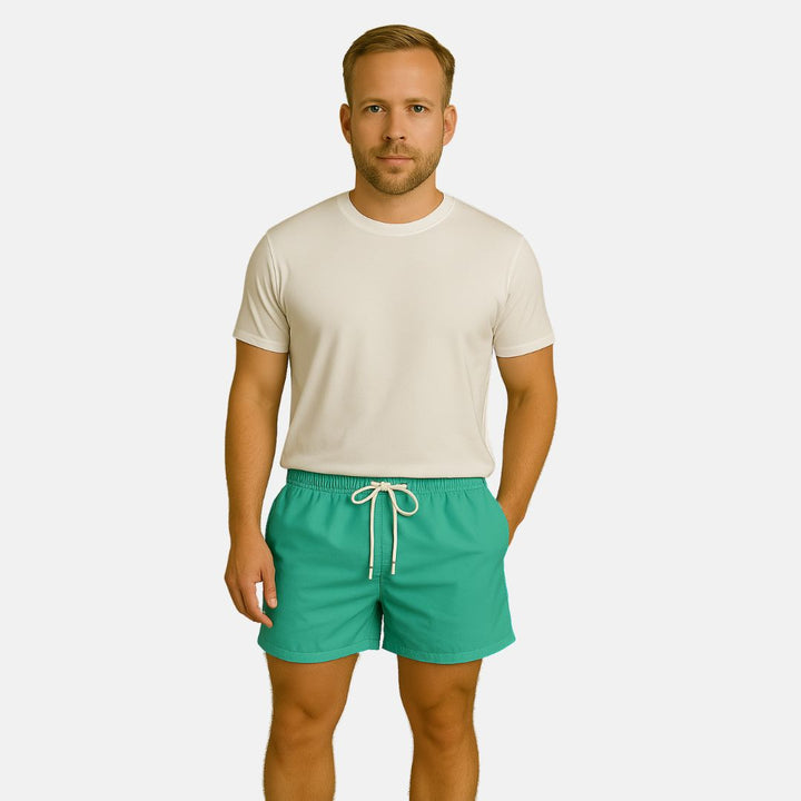 Men's Premium Classic Quick-Dry Mid-Length Swim Shorts with Drawstring