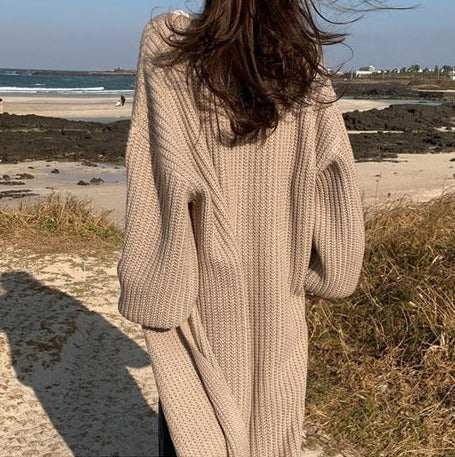 Cozy Oversized Cable Knit Cardigan for Women - Perfect Fall/Winter Cotton Sweater