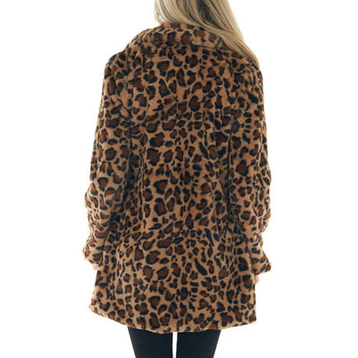 Women's Leopard Print Faux Fur Coat - Cozy & Chic Statement Outerwear for Fall & Winter