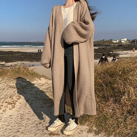 Cozy Oversized Cable Knit Cardigan for Women - Perfect Fall/Winter Cotton Sweater