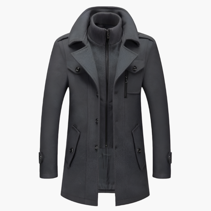 Men's Long Wool Coat – Premium Waterproof Overcoat for Autumn & Winter