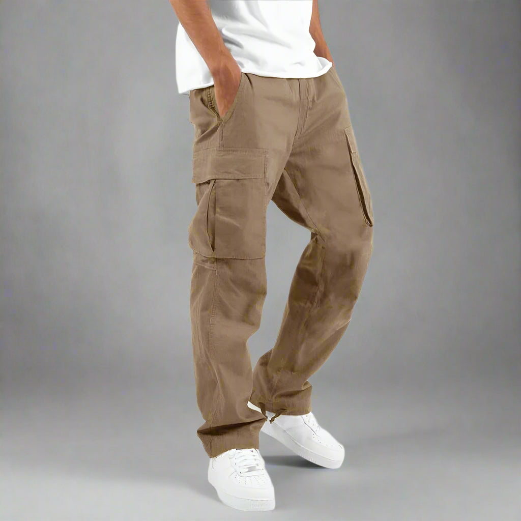 Men's Casual Stretch Cargo Trousers with Comfortable Regular Fit