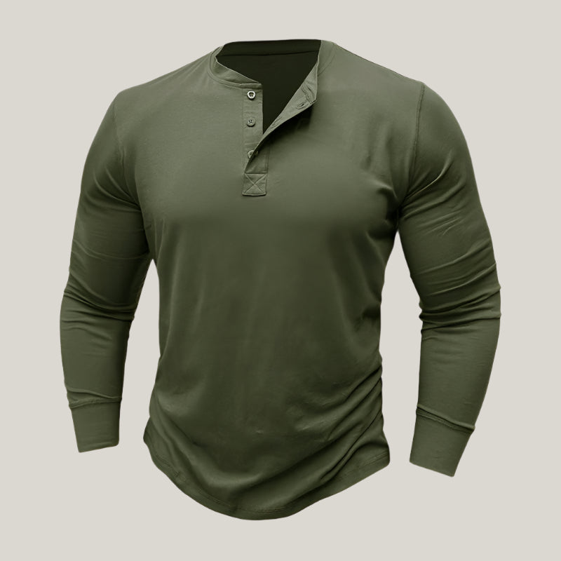 Massimo Long Sleeve Top | Modern Henley Shirt with Button Placket for Men
